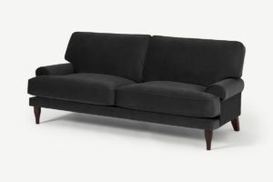 Chadwick 3-Sitzer Sofa, recycelter Samt in Granitgrau - MADE.com