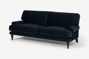 Chadwick 3-Sitzer Sofa, recycelter Samt in Mitternachtsblau - MADE.com