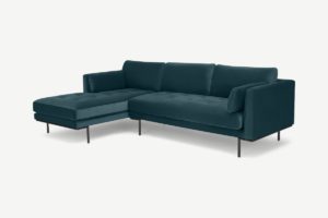 Harlow Ecksofa (Recamiere links), Samt in Kuestenblau - MADE.com