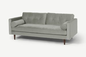 Hayes 3-Sitzer Sofa, recycelter Samt in Blassgrau - MADE.com
