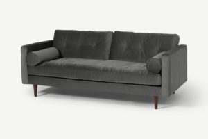 Hayes 3-Sitzer Sofa, recycelter Samt in Dunkelgrau - MADE.com