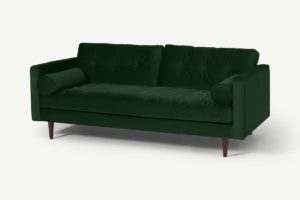 Hayes 3-Sitzer Sofa, recycelter Samt in Jaegergruen - MADE.com
