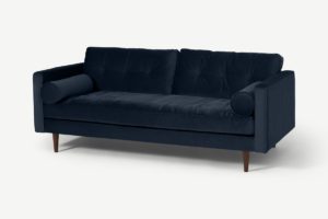 Hayes 3-Sitzer Sofa, recycelter Samt in Marineblau - MADE.com