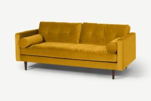 Hayes 3-Sitzer Sofa, recycelter Samt in Senfgelb - MADE.com