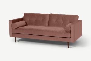 Hayes 3-Sitzer Sofa, recycelter Samt in Zartrosa - MADE.com