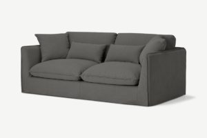 Kasiani 3-Sitzer Sofa, Baumwoll-Leinen-Mix in Stahlgrau - MADE.com