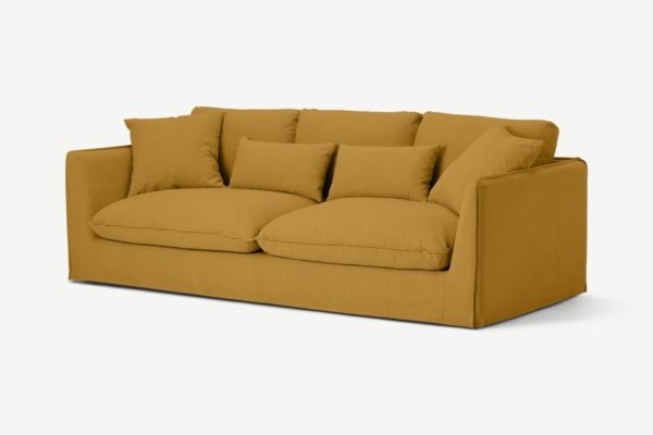 Kasiani 4-Sitzer Sofa, Baumwoll-Leinen-Mix in Ocker - MADE.com