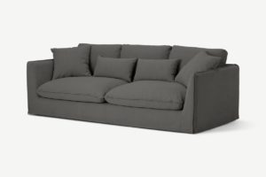Kasiani 4-Sitzer Sofa, Baumwoll-Leinen-Mix in Stahlgrau - MADE.com