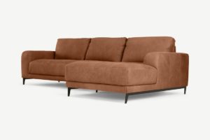 Luciano Ecksofa (Recamiere rechts), Leder in Hellbraun - MADE.com