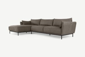 Odelle Ecksofa (Recamiere links), Leder in Grau - MADE.com