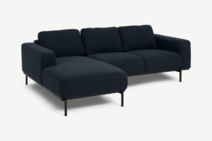 Jarrod Ecksofa (Recamiere links), Webstoff in Mitternachtsblau - MADE.com