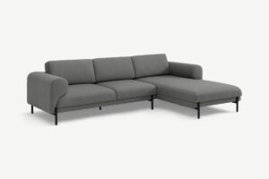 Orsel Ecksofa (Recamiere rechts), Stoff in Grau - MADE.com